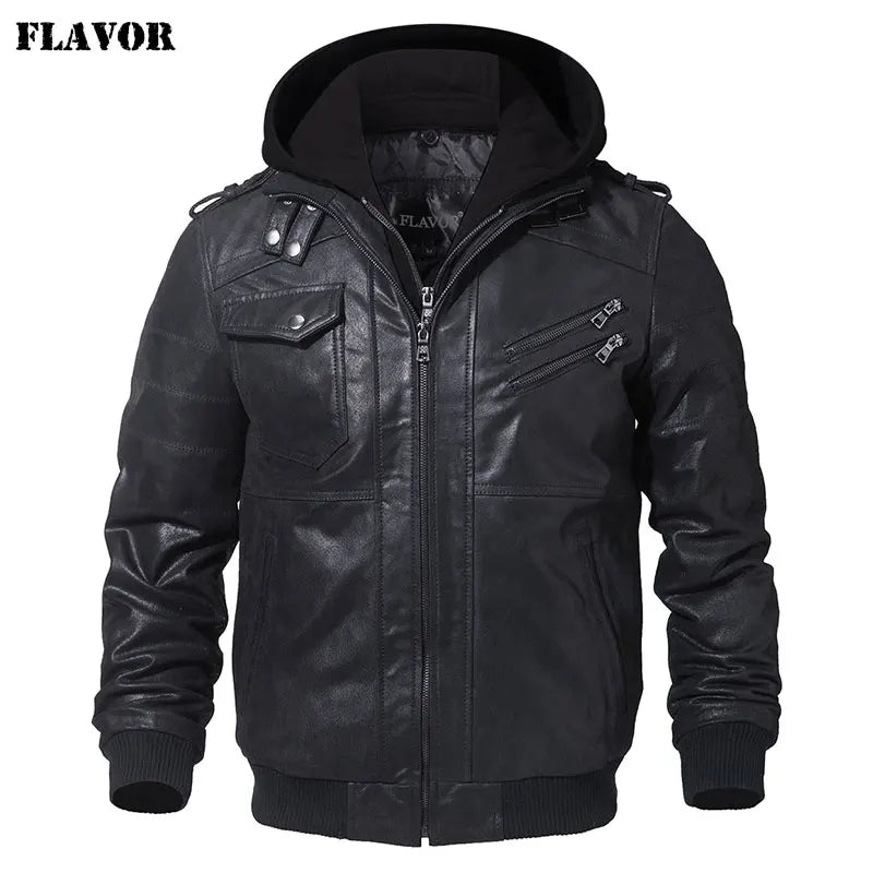 Winter Fashion Motorcycle Leather Jacket Men Slim Fit Warm Streetwear