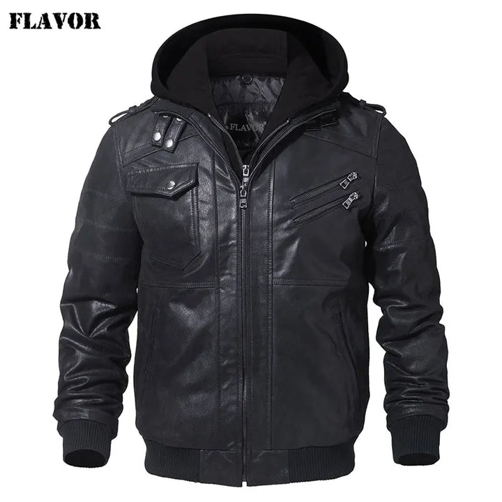 Winter Fashion Motorcycle Leather Jacket Men Slim Fit Warm Streetwear