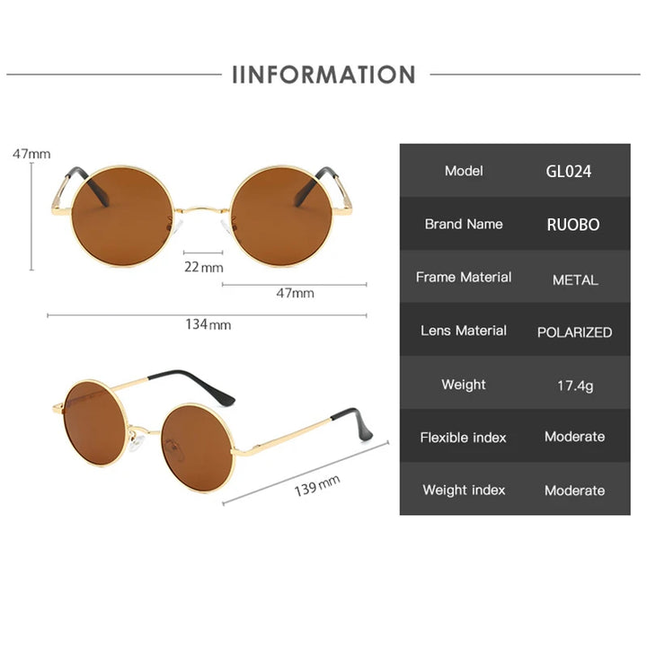 Retro Round Polarized Sunglasses | UV400 Metal Frame Unisex