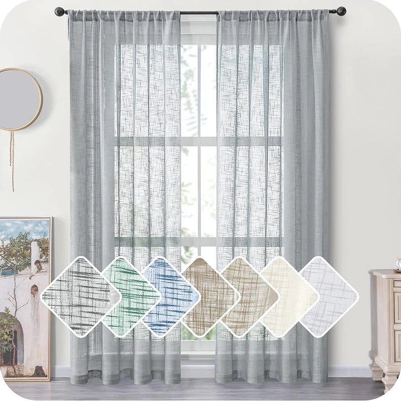 Modern Tulle Curtains for Living Room Bedroom Linen Gauze Japanese Style Sheer Curtains Voile Window Treatments Balcony Drapes-Arlik interiors