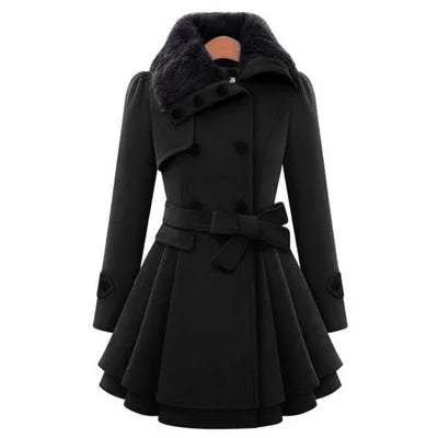 Women's Winter Slim Long Wool Padded Coat