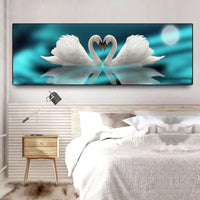 Modern Swan Heart Swans Love Canvas Painting Animal Wall Art Posters and Prints for Living Room Bedroom Home Decor No Frame-Arlik interiors