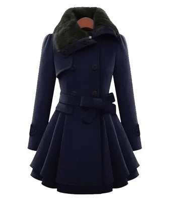 Women's Winter Slim Long Wool Padded Coat