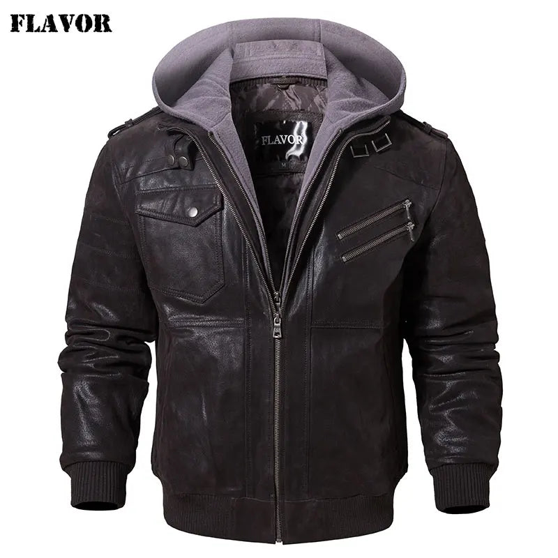 Winter Fashion Motorcycle Leather Jacket Men Slim Fit Warm Streetwear