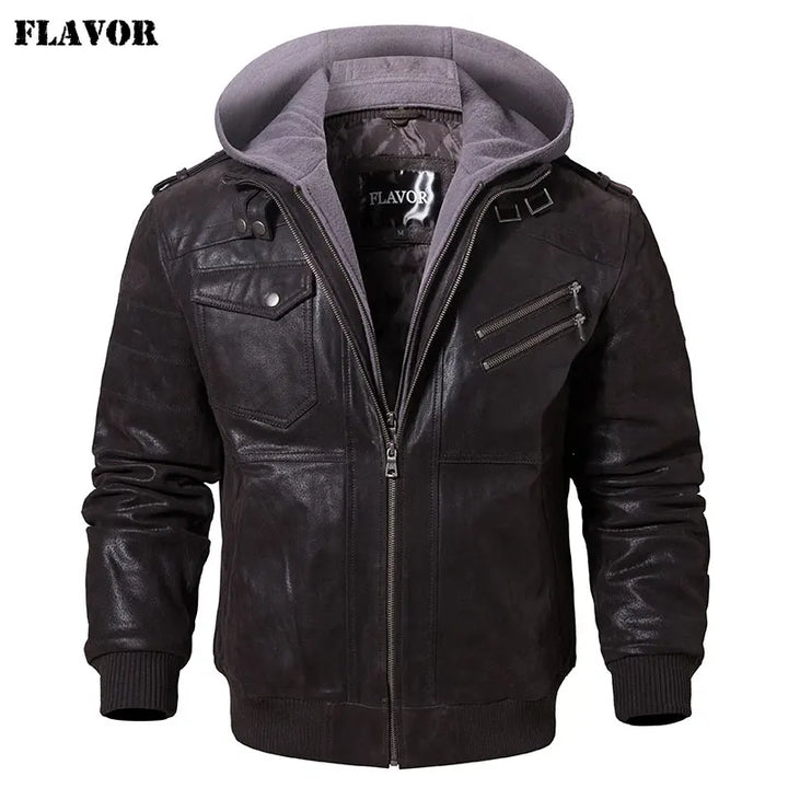 Winter Fashion Motorcycle Leather Jacket Men Slim Fit Warm Streetwear