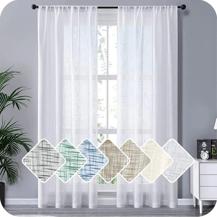 Modern Linen Japanese style Solid Color Tulle Curtains in the Living Room Bedroom Kitchen Curtains for Window Voile Sheer Drapes-Arlik interiors