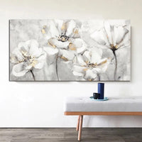 Abstract White and Golden Flower Canvas-Painting-Arlik interiors