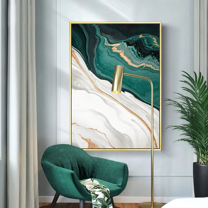 Abstract Green Wall Painting-Painting-Arlik interiors