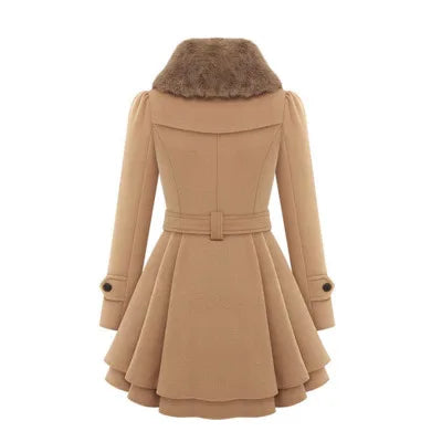 Women's Winter Slim Long Wool Padded Coat