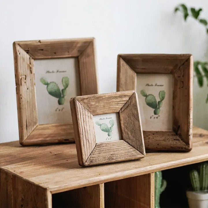 Rustic Retro Style Photo Frame For Tabletop Home Decoration, Handmade with Natural Brown Pine Wooden Picture Frame-Arlik interiors