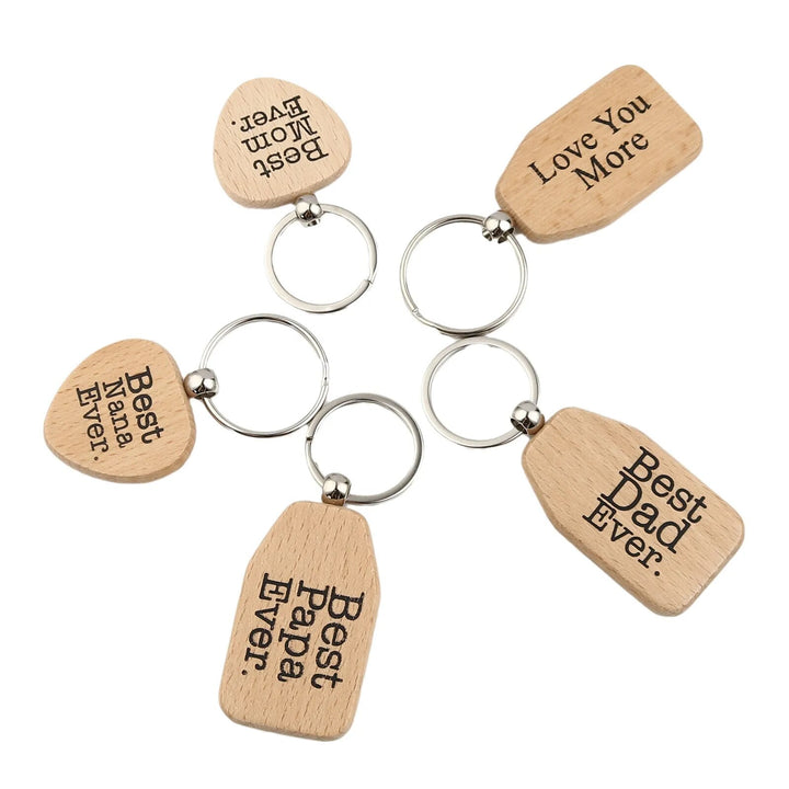 Natural Wood Heart Key Chains Affection Message Keyring Best Nana Ever Family Love Keychain For Father Mother &#39;s Day Gifts-Arlik interiors