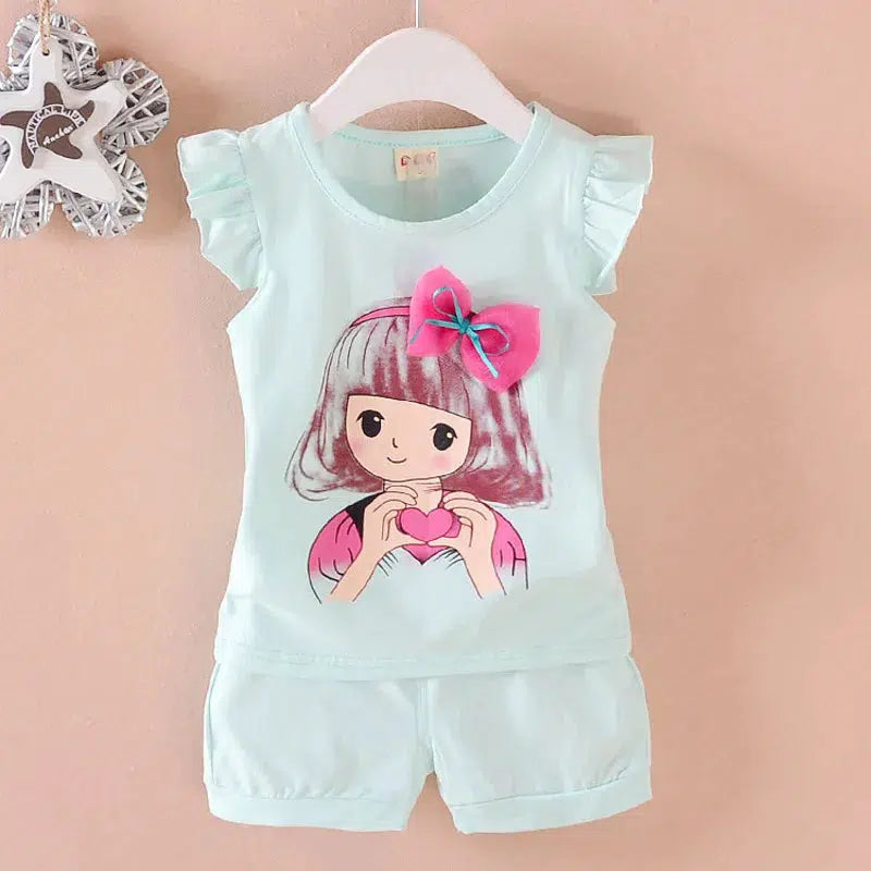 Summer Fashion Baby Girl Clothes Children Cartoon Sportswear