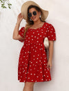 Heart Print Ruffle Hem Dress Plus Size Women Holiday Casual Dress BENNYS 