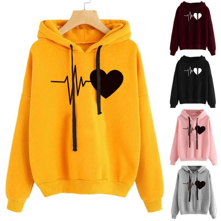 Heart Print Streetwear Unisex Hoodies Spring Long-sleeve Clothes BENNYS 