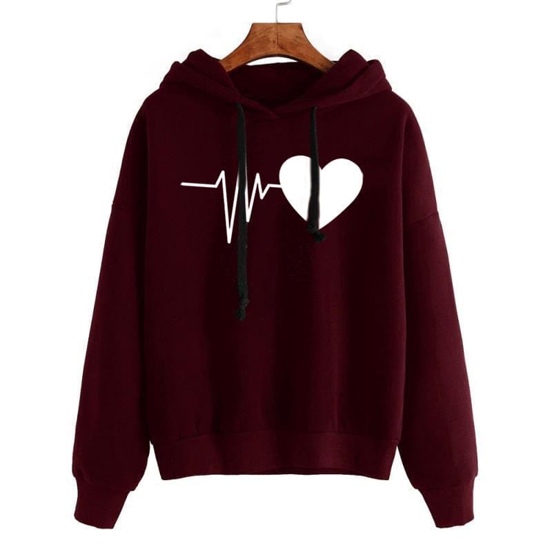 Heart Print Streetwear Unisex Hoodies Spring Long-sleeve Clothes BENNYS 