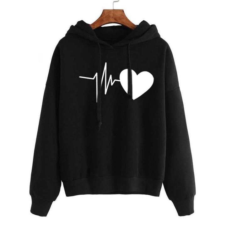 Heart Print Streetwear Unisex Hoodies Spring Long-sleeve Clothes BENNYS 