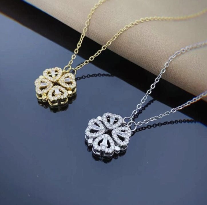 Heart Shaped Four Leaf Clover Pendant Necklace For Women BENNYS 