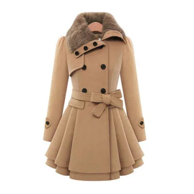 Women's Winter Slim Long Wool Padded Coat