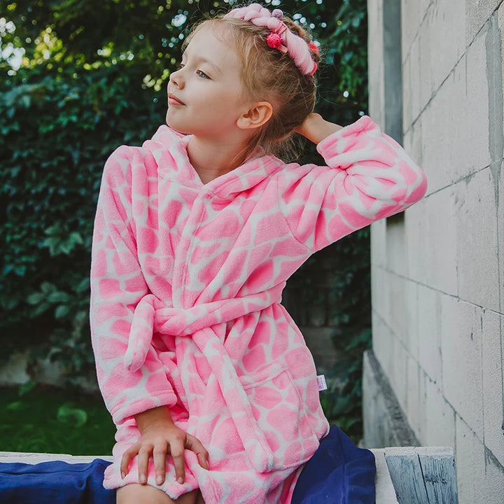 Kids Flannel Hooded Robe | Soft Cartoon Sleepwear | Ages 2–8