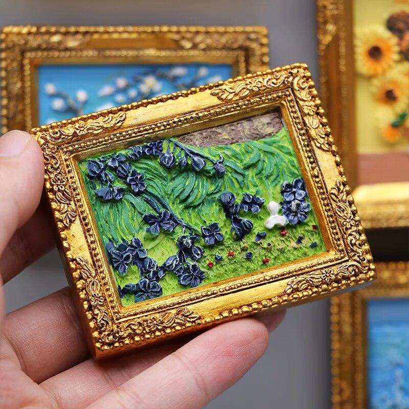 World famous painting Van Gogh painting Picture frame 3d fridge magnets starry sky sunflower siesta refrigerator stickers gifts-Arlik interiors