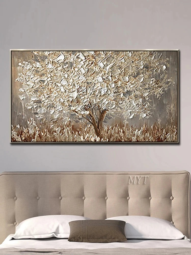 3D Unframed Hand Painted Gold Tree Oil Painting On Canvas