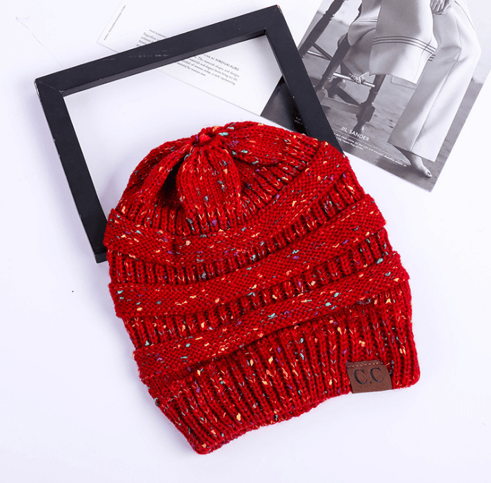 High Bun Ponytail Beanie Hat Chunky Soft Stretch Cable Knit Warm Fuzzy Hats BENNYS 