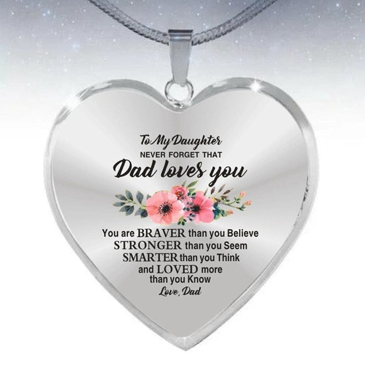 High Quality To My Daughter Heart Necklace Dad Loves You Inspirational Necklaces BENNYS 