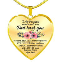 High Quality To My Daughter Heart Necklace Dad Loves You Inspirational Necklaces BENNYS 