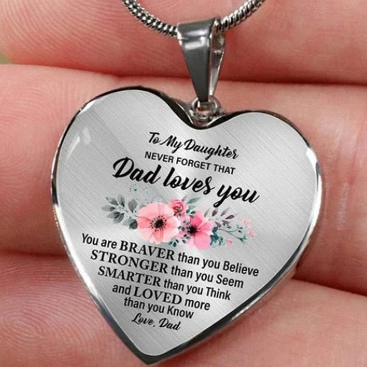 High Quality To My Daughter Heart Necklace Dad Loves You Inspirational Necklaces BENNYS 