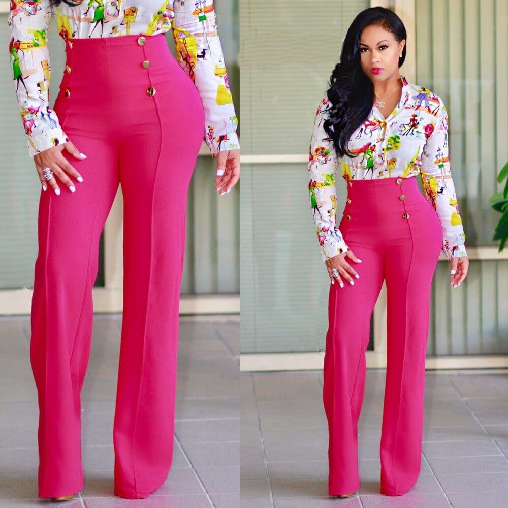High waist long pants women's plus size trousers – Bennys Beauty World