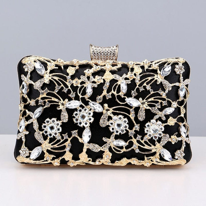 Hollow Out Style Women Evening  Bags Rhinestones Party Purse BENNYS 