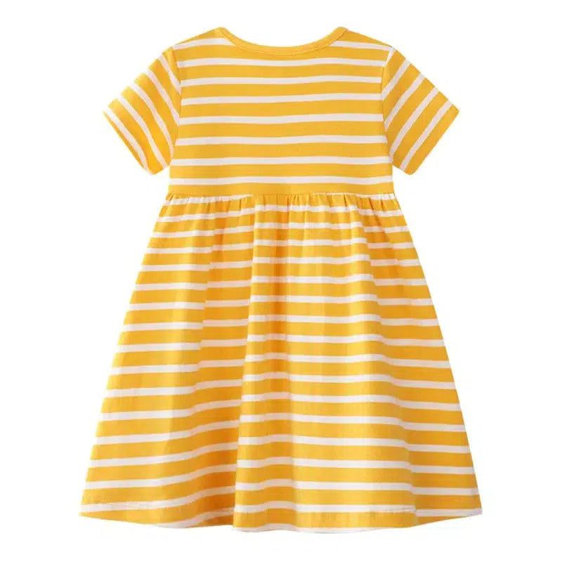 Jumping Meters Yellow White Striped Cartoon Princess Dress BENNYS 