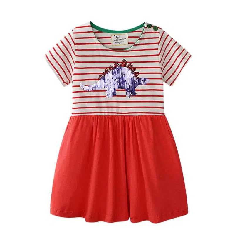 Jumping Meters Yellow White Striped Cartoon Princess Dress BENNYS 