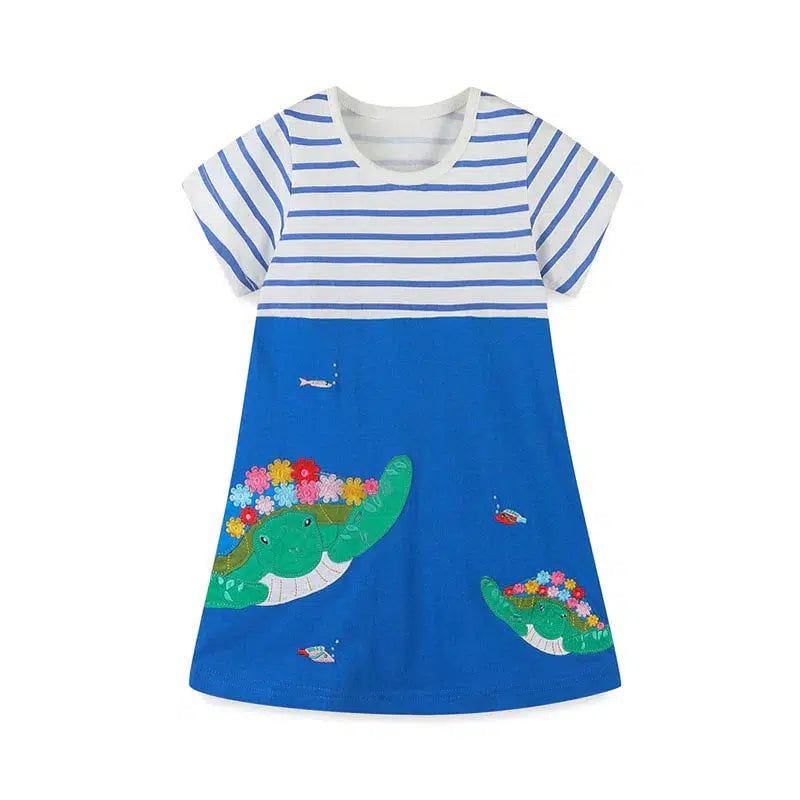 Jumping Meters Yellow White Striped Cartoon Princess Dress BENNYS 