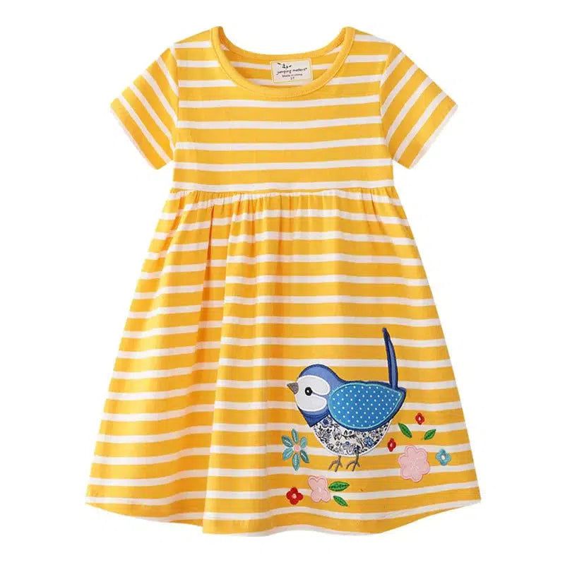 Jumping Meters Yellow White Striped Cartoon Princess Dress BENNYS 