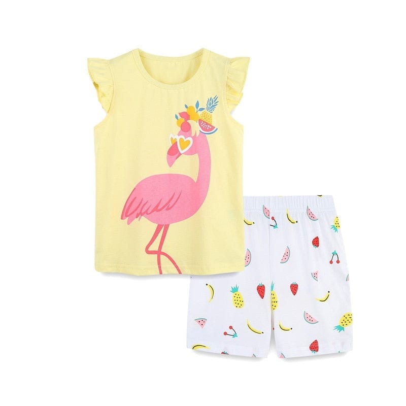 Kids Clothing Sets Cute Flamingo Print Cotton Outfits BENNYS 