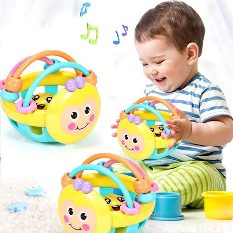 Kids Rubber Baby Cartoon Hand Bell Knocking Rattle Dumbbell Early Toddler Rattle Gift BENNYS 