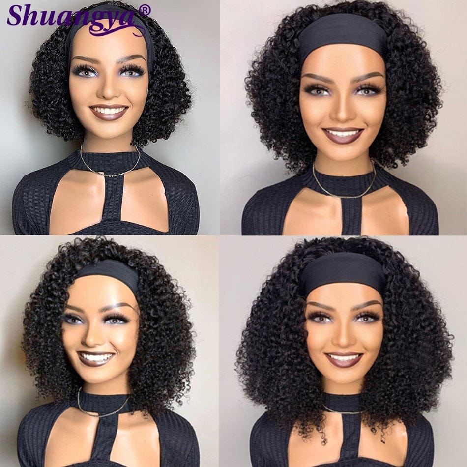 Kinky Curly Headband Wig 100% Human Hair Short Afro Kinky Curly Wig BENNYS 