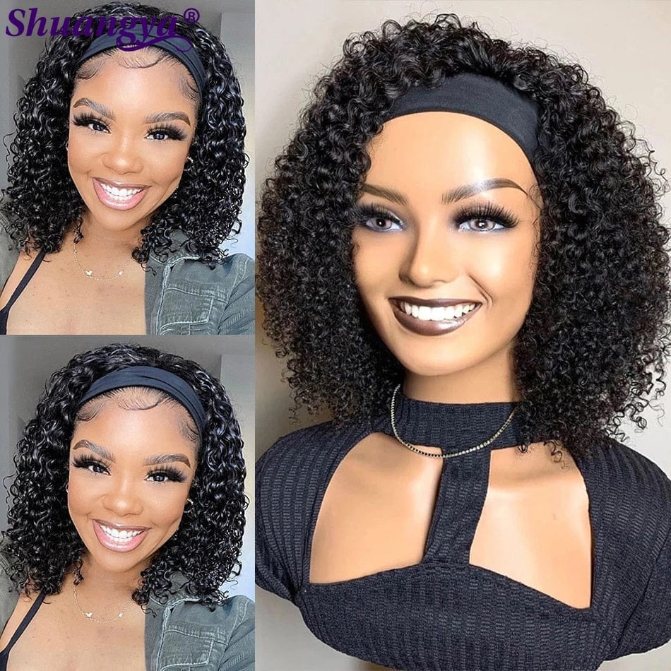 Kinky Curly Headband Wig 100% Human Hair Short Afro Kinky Curly Wig BENNYS 