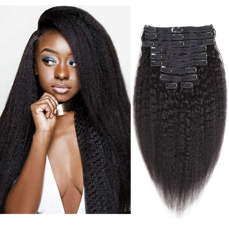 Kinky Straight Hair Clip in Human Hair Extensions 120g BENNYS 