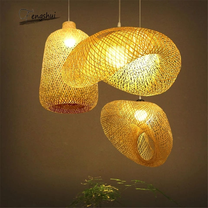 Kitchen Décor Bamboo Pendant Lights Vintage Wood Decoration BENNYS 