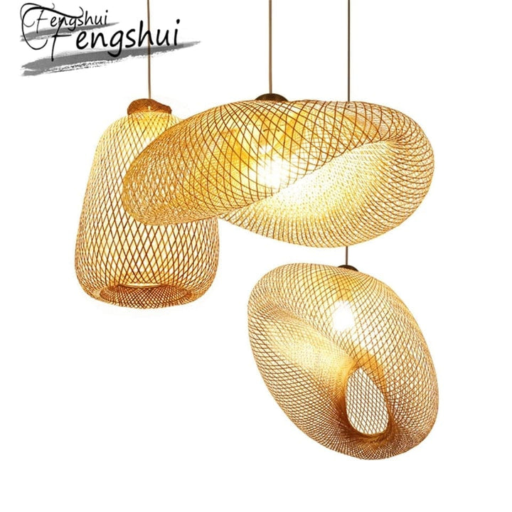Kitchen Décor Bamboo Pendant Lights Vintage Wood Decoration BENNYS 
