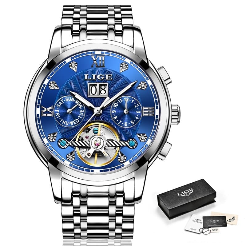 LIGE Men Watch Mechanical Luxury Fashion Brand Stainless Steel Sport Watch BENNYS 