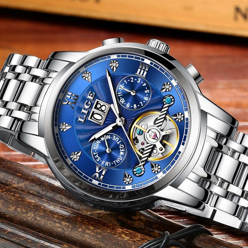 LIGE Men Watch Mechanical Luxury Fashion Brand Stainless Steel Sport Watch BENNYS 