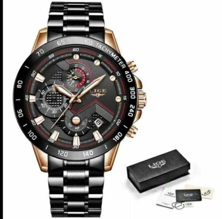 LIGE Men's Luxury Watches Top Brand Luxury Sports Chronograph Quartz Watch BENNYS 