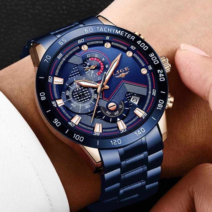 LIGE Men's Luxury Watches Top Brand Luxury Sports Chronograph Quartz Watch BENNYS 