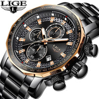 LIGE New Sport Chronograph Men's Watches Top Brand Luxury Watch BENNYS 