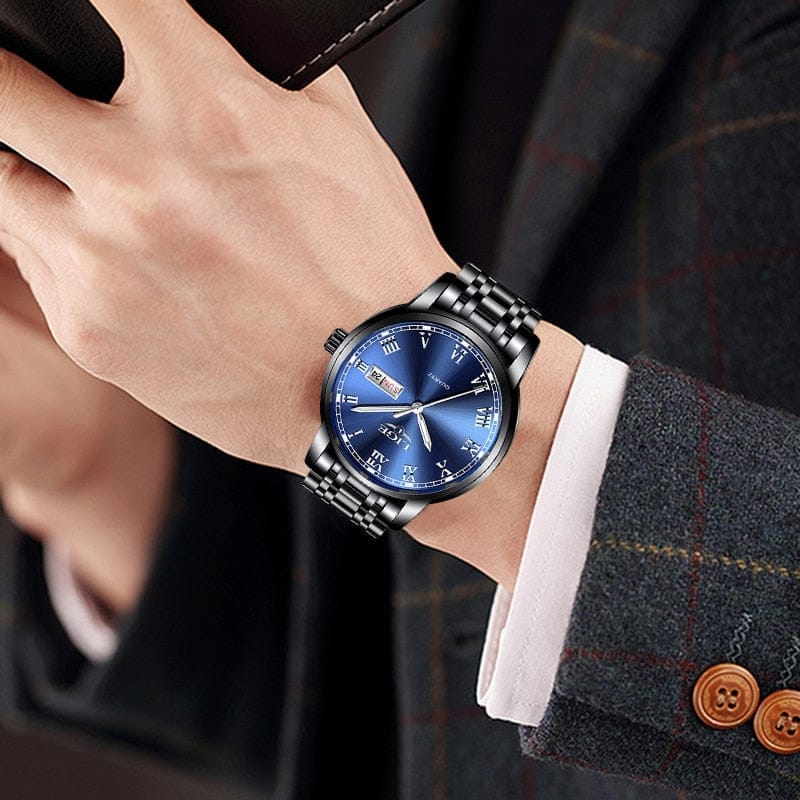 LIGE Stainless Steel Watch Luxury Men's Waterproof Quartz Watches BENNYS 