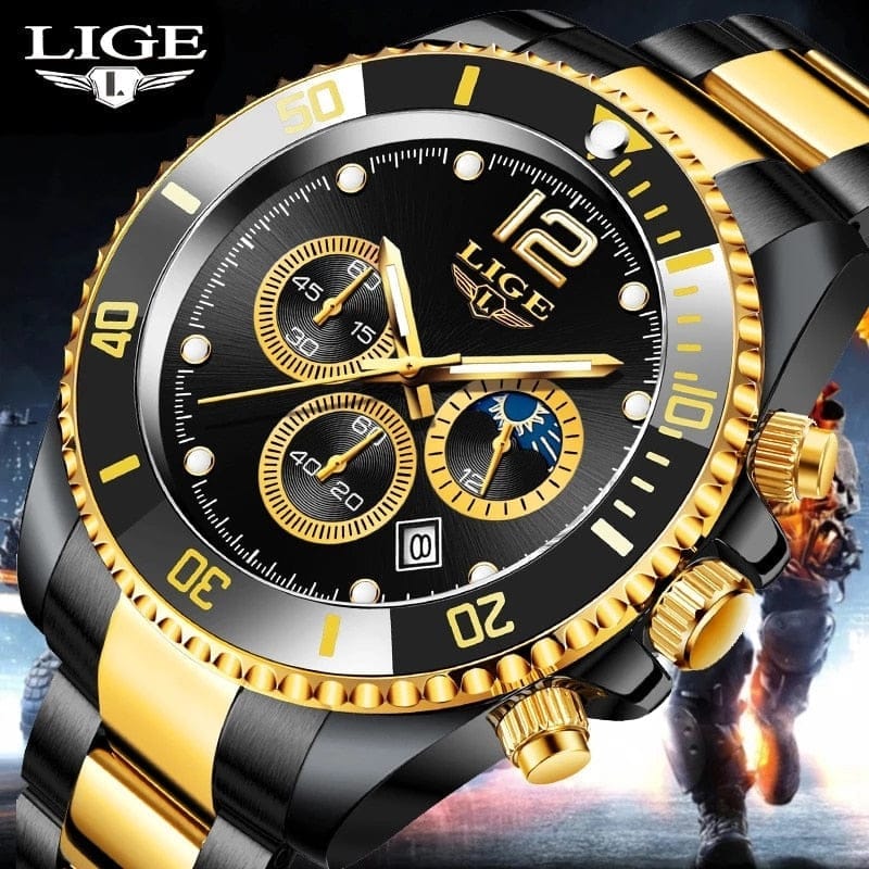 LIGE Watches Mens Top Brand Luxury Clock Casual Stainless Steel BENNYS 