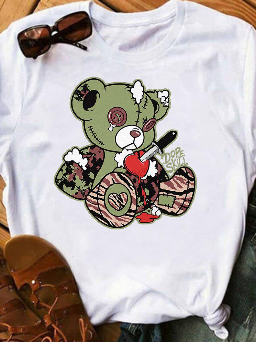 LW Plus Size Women T-Shirts Round Neck Cartoon Print T-shirt Couple Short-sleeved T-shirt summer Streetwear y2k Clothes Tops BENNYS 